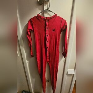 Lazy One Red Kids Footie with Bear Paw